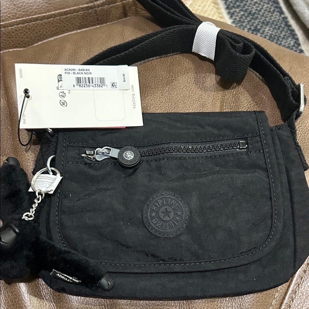 New With Tags Kipling Black Crossbody Bag with Keychain